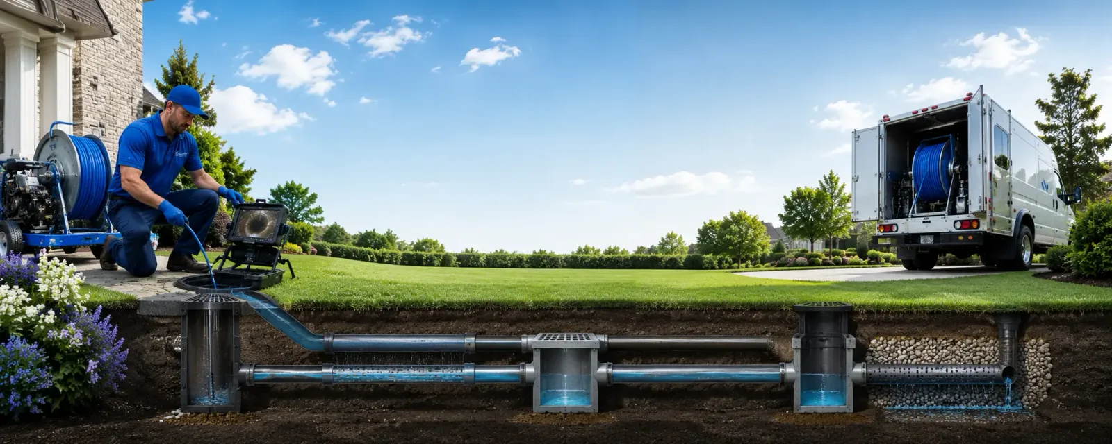 Outdoor drain cleaning information for New Holland, IL